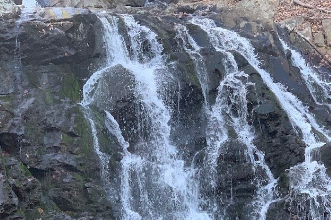The Ramapo Valley Reservation waterfall presents the perfect backdrop for a Mother's Day family photo.