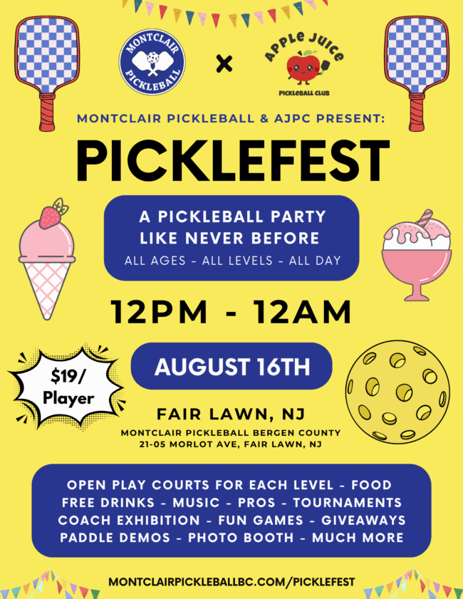 Picklefest at Montclair Pickleball in Fair Lawn. Get details on mybergen.com.