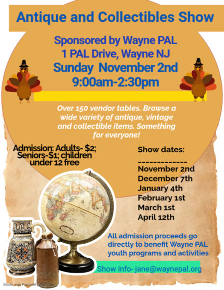 Wayne PAL Antique & Collectibles Show Nov 5 2025. Get details on mybergen.com