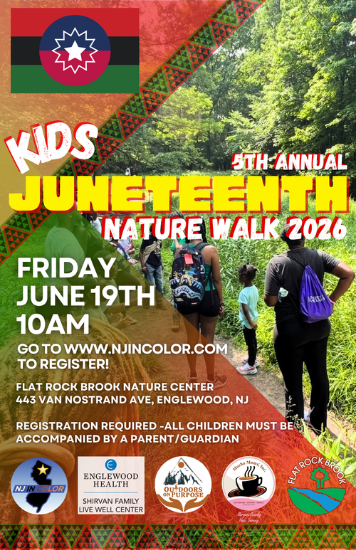 Kids Juneteenth Nature Walk at Flat Rock Brook Nature Center in Englewood. Get details on mybergen.com.